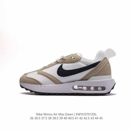 耐克 NIKE Air Max Dawn 黎明系列 低帮气垫百搭休闲运动慢跑鞋。从配色上彰显出浓厚的复古气质。最大的亮点当属鞋型设计上加入结构元素，汲取1984 - 点击图像关闭