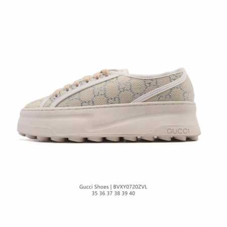公司级 Gucci 古驰 百搭休闲运动板鞋。明星同款 小红书爆款老花 小白鞋 厚底增高女士运动鞋 帆布织物鞋面真标 Ss新色，经典高奢品牌Gucci古驰 复古松 - 点击图像关闭