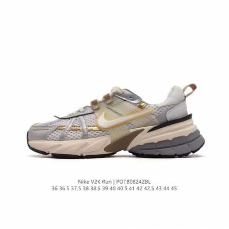 Nike 耐克 V2K Run 减震防滑 复古低帮运动跑步鞋 超火复古跑鞋，采用太空革组合呼吸网眼布鞋面材质，搭载正确4层组合底模，嵌入tpu加固稳定模块,双层 - 点击图像关闭