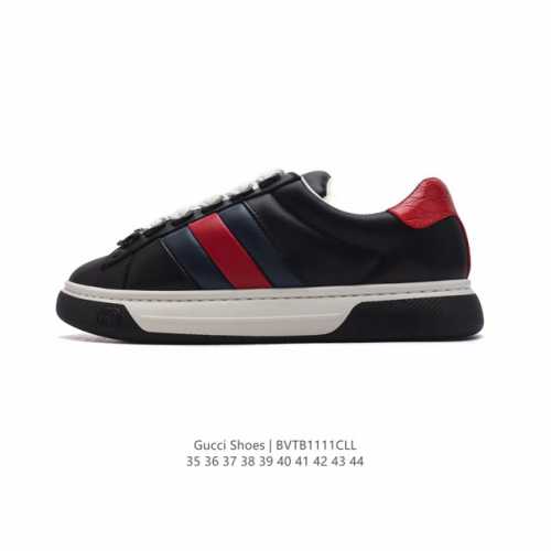 公司级 GUCCI 古驰 百搭休闲运动板鞋。明星同款 小红书爆款 小白鞋 厚底增高男士运动鞋 真标 2024ss新色，经典高奢品牌GUCCI古驰 复古松糕跟休闲