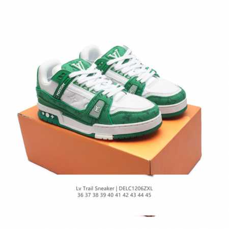 路易威登 Louis Vuitton Lv路易威登板鞋 时尚运动鞋 潮厚底增高鞋 。舒适防滑底和百搭性霸屏整个时尚娱乐圈，细节调整完美主义！采用柔软皮革加织物拼 - 点击图像关闭