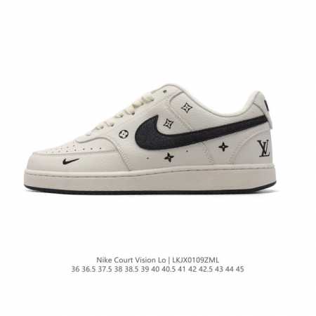 公司级 耐克 Nike Court Vision Lo校园风低帮复古篮球板鞋男女运动鞋。延续80年代复古篮球鞋，添加学院风细节。皮革组合鞋面，利落风格，重现复古 - 点击图像关闭