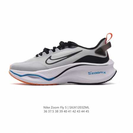 公司级 耐克 Nike Zoom Fly 5 运动鞋公路跑鞋竞速跑步鞋厚底增高老爹鞋。采用耐用的设计，不仅可以部署在您最喜欢的比赛的起跑线上，还可以部署在征服后 - 点击图像关闭