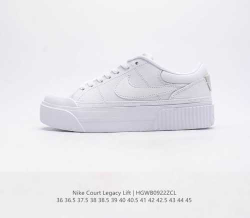 Nike 耐克 Court Legacy Lift 男女士运动鞋 运动厚底小白鞋 复古休闲鞋 上部和合成的 Strati 重叠,增加纹理 深度和透气性 刺绣细节