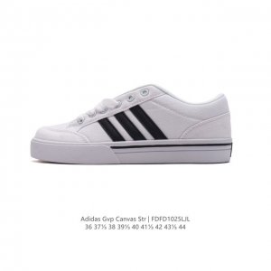 ADIDAS 阿迪达斯 GVP CANVAS STR 男女鞋 网球文化鞋 校园板鞋 低帮系带 帆布鞋 三叶草运动鞋。EVA中底轻质而且舒适，全橡胶大底经久耐用，