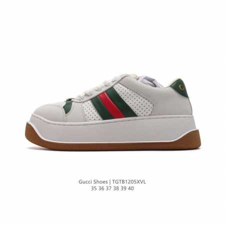公司级 Gucci 古驰 百搭休闲运动板鞋。明星同款 小红书爆款老花 小白鞋 厚底增高女士运动鞋 真标 2024Ss新色，经典高奢品牌gucci古驰 复古松糕跟 - 点击图像关闭
