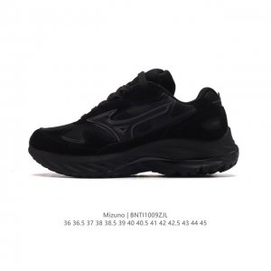 公司级 Mizuno Sportstyle 美津浓 复古时尚休闲舒适减震运动跑步鞋 厚底增高老爹鞋 美津浓wave机械缓震，可以说是机械缓震跑鞋科技的翘楚。有着