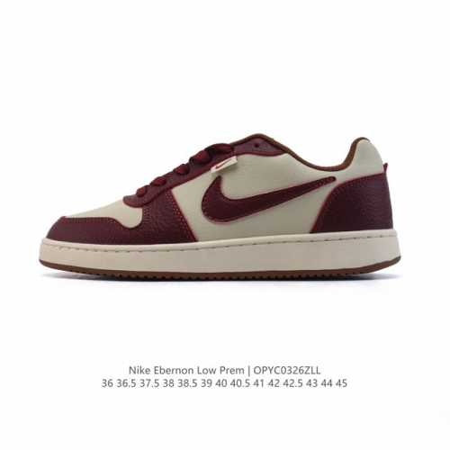 130 耐克Nike Ebernon Low男女子简版空军复古休闲板鞋运动休闲鞋。采用合成革鞋面，方便清洗，搭配侧面与后跟处的品牌标识，低鞋口设计，赋予脚踝灵活
