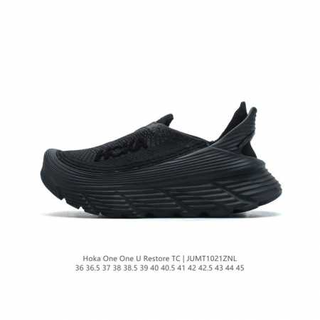 HOKA ONE ONE RESTORE 弹性舒适减震防滑 低帮 涉溪鞋 休闲跑步鞋 男女同款 一脚蹬 沙滩凉拖鞋。简评一下：1.做工：很细致，没发现溢胶、线头 - 点击图像关闭