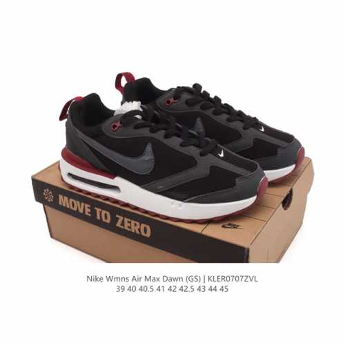 耐克 Nike Air Max Dawn 黎明系列 低帮气垫百搭休闲运动慢跑鞋，从配色上彰显出浓厚的复古气质。最大的亮点当属鞋型设计上加入结构元素，汲取1984