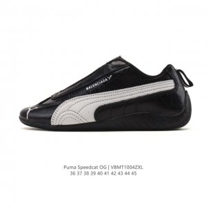 Puma 彪马 X Balenciaga巴黎世家 Speedcat 系列运动鞋 薄底鞋 牛皮绒面革 圆头做旧磨损 低帮 生活休闲鞋，极速赛车系列 复古运动休闲跑