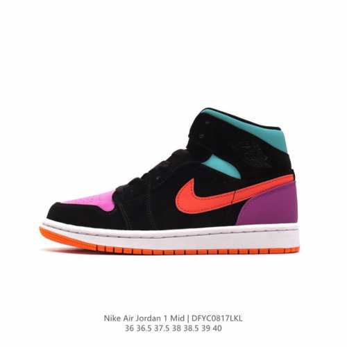 耐克 Nike Air Jordan 1 Mid 女子篮球鞋时尚轻盈板鞋aj1乔1运动鞋 乔丹一代 高帮复古休闲篮球鞋 。Air Jordan 1 Mid 搭载