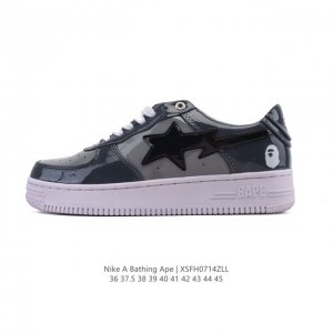 Bathing Ape 安逸猿 男女同款气垫运动鞋复古板鞋 升级原楦原纸版数据开发，采用超软皮革鞋面材质，内置全掌Air Sole气垫定制联乘，日本里原宿潮流品