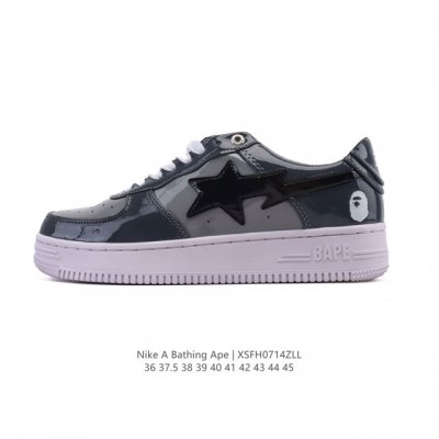 Bathing Ape 安逸猿 男女同款气垫运动鞋复古板鞋 升级原楦原纸版数据开发，采用超软皮革鞋面材质，内置全掌Air Sole气垫定制联乘，日本里原宿潮流品