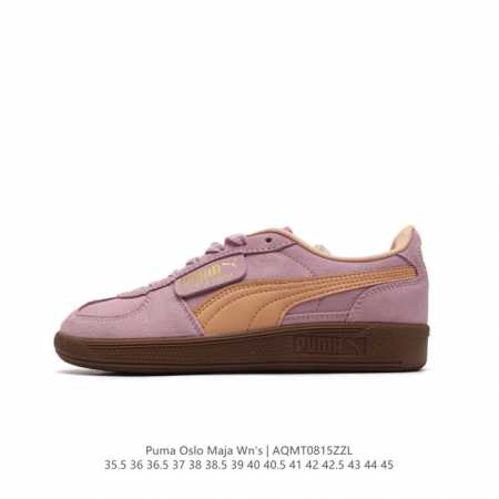 puma 彪马 Oslo Maja Wn'S 2024年新款厚底增高运动休闲板鞋 复古经典板鞋时尚小白鞋。原楦原纸版开发，采用固色翻毛皮拼接头层牛培皮革鞋面材质 - 点击图像关闭