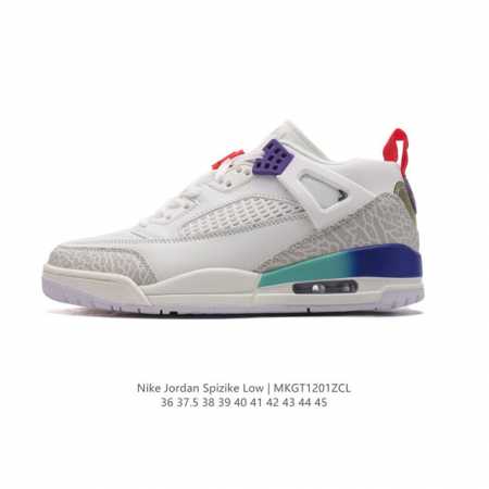 真标 耐克 Nike Jordan Spizike Low 经典爆裂纹复古运动篮球鞋！全新低帮造型吸睛！整双鞋在融合了 Air Jordan 经典鞋款中的标志性 - 点击图像关闭