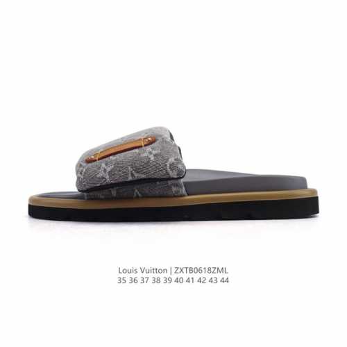 公司级 Lv 拖鞋系列 Louis Vuitton 沙滩休闲拖鞋 Louis Vuitton Lv 路易威登 潮流经典魔术贴一字拖鞋延续经典 上脚舒适性极好 鞋
