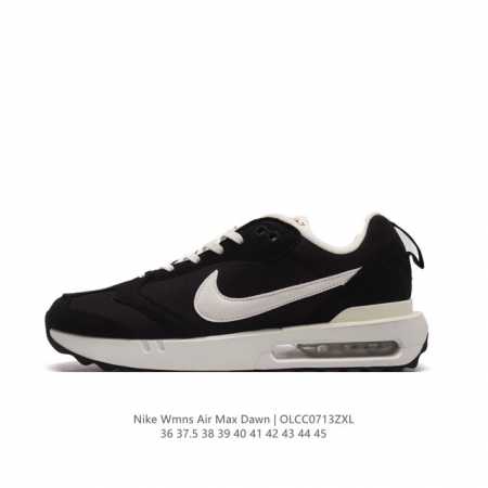 耐克 Nike Air Max Dawn 黎明系列 低帮气垫百搭休闲运动慢跑鞋。从配色上彰显出浓厚的复古气质。最大的亮点当属鞋型设计上加入结构元素，汲取1984 - 点击图像关闭