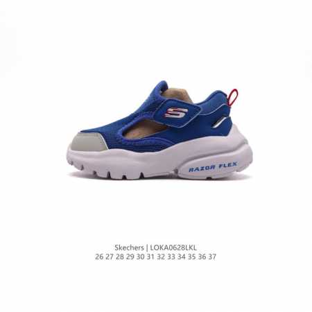 童鞋开学季 Skechers 斯凯奇 包头凉拖鞋 男女童运动跑步鞋 小童大童休闲鞋 沙滩鞋 平底舒适透气休闲板鞋儿童魔术贴运动鞋 护踝儿童运动跑步鞋中大童轻便透 - 点击图像关闭