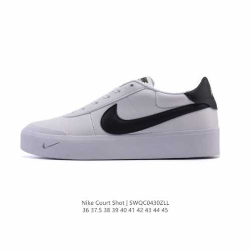 新品 耐克 Nike Court Shot 男女子运动鞋春季透气轻便经典白昼 潮流 嘻哈 百搭 防滑 低帮 板鞋 Fq8146#拒绝沉闷黑白 质感满满的皮革鞋面