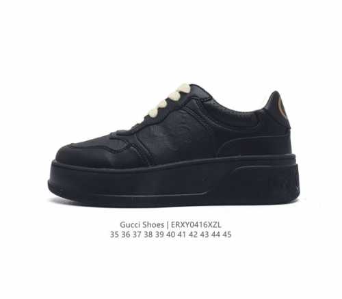 Gucci 古驰 百搭休闲运动板鞋。明星同款 小红书爆款 小白鞋 厚底增高男女士运动鞋 真标 2024Ss新色，经典高奢品牌gucci古驰 复古松糕跟休闲运动鞋