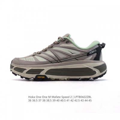 公司级 玛法特二代 Hoka One One Mafate Speed 2 Low 轻量低帮户外越野跑鞋 户外山脉越野轻量运动跑鞋。鞋面用轻的无缝架构，鞋带用了