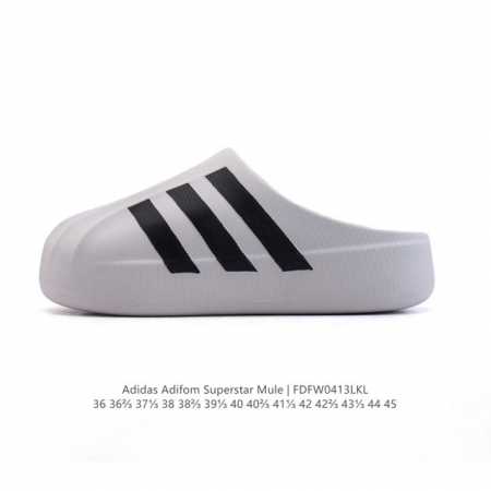 阿迪达斯 Adidas Originals Adifom Superstar 木屐鞋 鸭鸭鞋 潮男女运动板鞋 包头 拖鞋 凉鞋。鞋子由 50% 的天然和可再生材 - 点击图像关闭