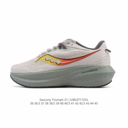 公司级 Saucony 索康尼 Triumph系列 胜利 21代 中性跑鞋 强缓震跑步鞋轻便男女款厚度增高跑鞋透气运动老爹鞋子，是来自美国的专业跑鞋品牌，成立于