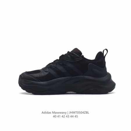 Adidas 阿迪达斯 增高又显瘦！阿迪 新老爹鞋 Adidas Maxxwavy 鞋身选择大面积网眼织物、热熔压胶以及皮革材质组成，既保证透气性，又使其具有较 - 点击图像关闭