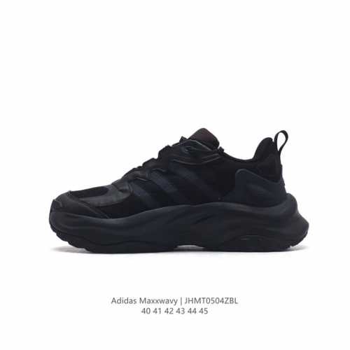 Adidas 阿迪达斯 增高又显瘦！阿迪 新老爹鞋 Adidas Maxxwavy 鞋身选择大面积网眼织物、热熔压胶以及皮革材质组成，既保证透气性，又使其具有较