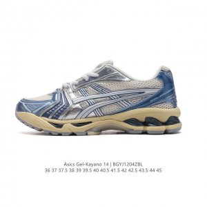公司级 亚瑟士 Asics Gel-Kayano 14 公司级版本运动休闲透气专业缓震慢跑鞋。采用工程弹性双层再生网格密度鞋面材质，后跟3D可视gel缓震乳胶物