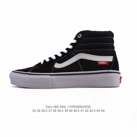 万斯Vans范斯 经典系列 Sk8-Mid 中帮帆布拼接鞋 休闲运动硫化板鞋 情侣鞋时尚复古男女鞋。 类型：男女鞋 码数：35-44含硫化 编码：Hykw062 - 点击图像关闭