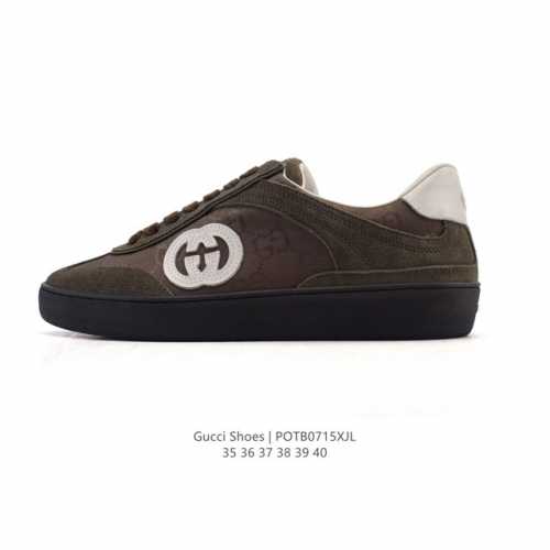 公司级 Gucci 25新款板鞋男女运动鞋德训鞋春季轻便系带透气情侣鞋休闲软底小白鞋透气蕾丝皮革拼接休闲德训 低帮 时尚板鞋，德训鞋的版型大家都知道 是非常显脚