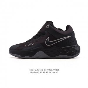 新品 耐克 Nike Fly By Mid 3 简约百搭 减震防滑耐磨圆头系带 织物 支撑轻便回弹 实战篮球鞋 中帮 男款运动跑步鞋。这款运动鞋采用柔软的回馈泡
