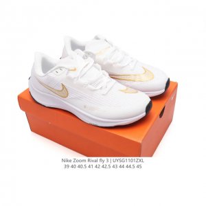 公司级 耐克 男厚底增高慢跑鞋 NIKE AIR ZOOM RIVAL FLY 3 超弹透气老爹鞋 轻量运动跑步鞋。鞋款搭载 Flyknit 材料 出众弹性 易
