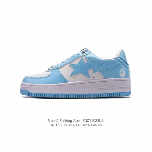 A Bathing Ape 安逸猿 男女同款运动鞋复古板鞋 升级原楦原纸版数据开发，采用超软皮革鞋面材质，内置全掌air sole气垫定制联乘，日本里原宿潮流品