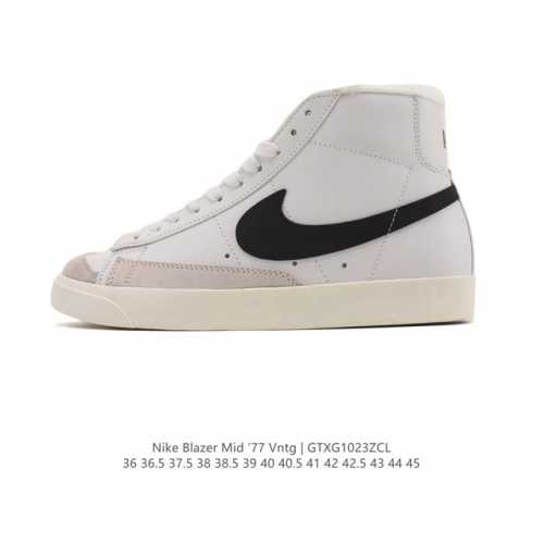 耐克 Nike Blazer Mid '77 Vntg 男女子运动鞋潮高帮板鞋 。重现低调风格和经典篮球外观，依托经典简约魅力和舒适性能，备受街头时尚赞誉。华美