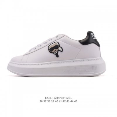 新品 Karl Lagerfeld 卡尔 拉格斐 低帮圆头牛皮小白鞋 系带休闲鞋 老佛爷头像舒适日常通勤鞋子 白色 Karl Lagerfeld Paris是“
