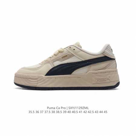 公司级 彪马 Puma Ca Pro 百搭单品彪马复古休闲鞋经典男女板鞋，搭配精心设计的配色组合，营造浓郁的复古氛围。鞋面打孔细节,提升穿着时的舒适度。皮革鞋面 - 点击图像关闭