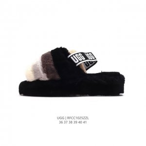 UGG 秋冬新款棉拖 露趾棉凉鞋 俏皮可爱的百变造型， 美国轻奢品牌UGG 平底系列冬季羊毛一体雪地休闲保暖毛毛家居包头棉拖鞋。官方同步包装 检验标 材料采用原