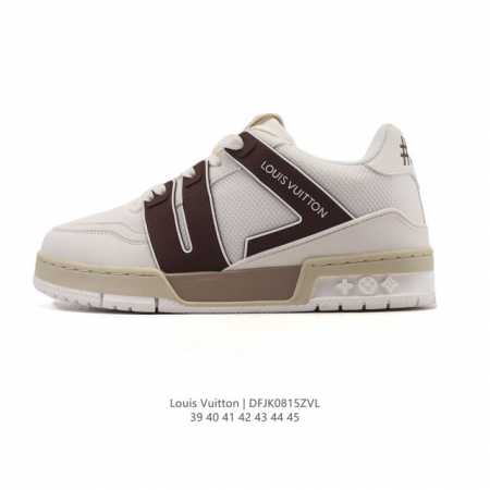 路易威登 Louis Vuitton Lv路易威登板鞋 时尚运动鞋潮厚底增高男鞋。舒适防滑底和百搭性霸屏整个时尚娱乐圈，细节调整完美主义！采用柔软皮革织物拼接鞋 - 点击图像关闭