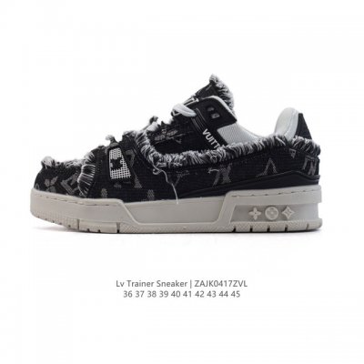 公司级 路易威登 Louis Vuitton Lv路易威登板鞋 时尚运动鞋潮厚底增高男女鞋。舒适防滑底和百搭性霸屏整个时尚娱乐圈，细节调整完美主义！采用柔软帆布