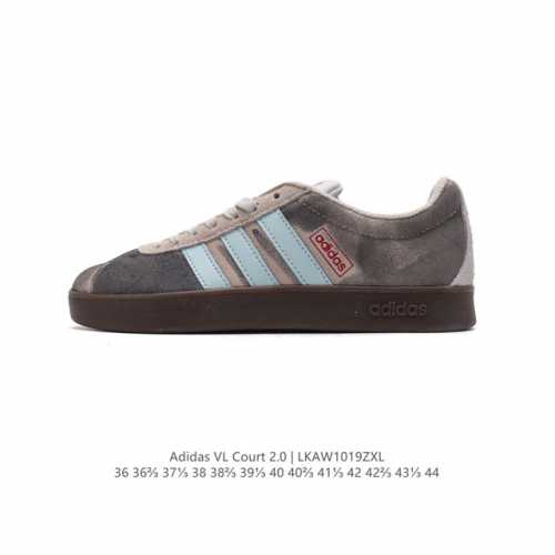 Adidas T头鞋 阿迪达斯 VL COURT 2.0 SHOES 运动休闲板鞋小白鞋，这款T形鞋头运动鞋,力求无论球场或街头,皆显耀眼出众。采用绒面革和牛皮