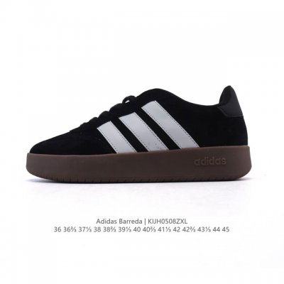 阿迪达斯 Adidas Barreda 考拉派对 复古休闲 清新 舒适百搭 德训鞋 T字头 防滑耐磨 低帮 板鞋 男女款运动鞋。鞋头加宽设计提升了穿着舒适度，长