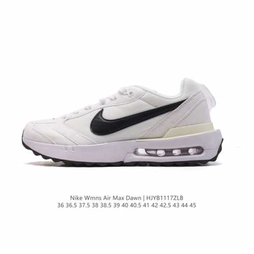 耐克 Nike Air Max Dawn 黎明系列 低帮气垫百搭休闲运动慢跑鞋，从配色上彰显出浓厚的复古气质。最大的亮点当属鞋型设计上加入结构元素，汲取1984