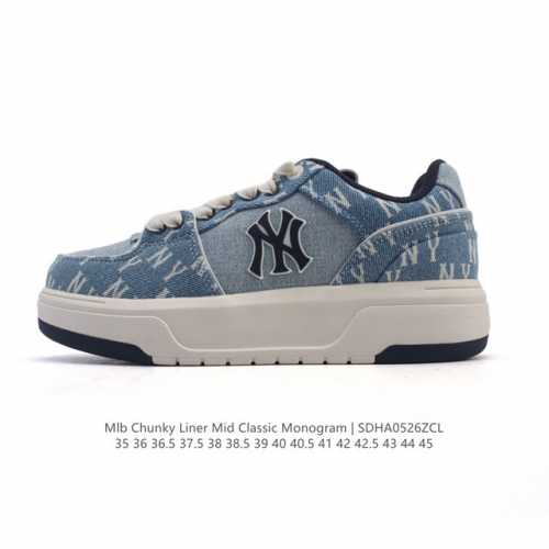 mlb Chunky Liner Mid人气单品学长鞋系列轻量增高厚底百搭休闲运动板鞋轻便胶鞋 高级街头休閒品牌鞋 Mlb Chunky Liner 学长鞋是从
