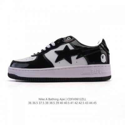 Bathing Ape 安逸猿 男女同款气垫运动鞋复古板鞋 升级原楦原纸版数据开发，采用超软皮革鞋面材质，内置全掌Air Sole气垫定制联乘，日本里原宿潮流品
