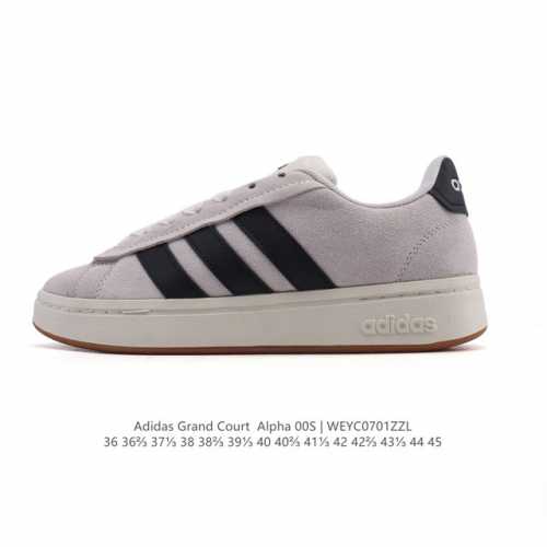 新品 阿迪达斯 Adidas男女Grand Court Alpha 00S网球鞋 舒适百搭小白鞋 防滑耐磨 低帮 板鞋 阿迪达斯中性四季款网球训练鞋 Jr054