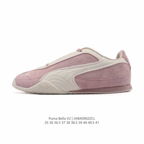 新品 puma彪马 Bella V2 Leather 中国限定时尚百搭 舒适 德训 薄底鞋 耐磨 低帮 生活休闲鞋 新款情侣复古运动鞋女子德训鞋休闲鞋不对称流动