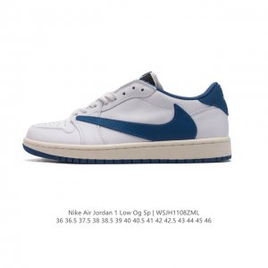 公司级 头层皮 真标 耐克 Nike Air Jordan 1 Low OG SP Military Blue AJ1乔1 倒勾低帮篮球鞋 AJ1 乔丹1代 a